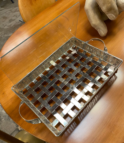 Large Antique Italian Silver Square Tray 1950s