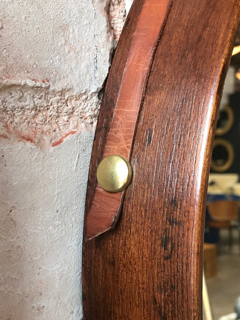 Pair of Mid-Century Teak Wall Round Mirrors. 1960s