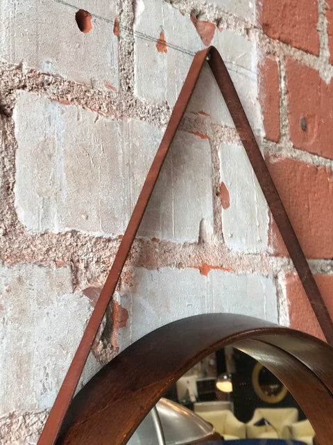 Pair of Mid-Century Teak Wall Round Mirrors. 1960s