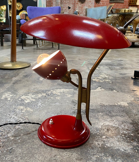 Oscar Torlasco Red Lacquered Table Lamp by Lumi