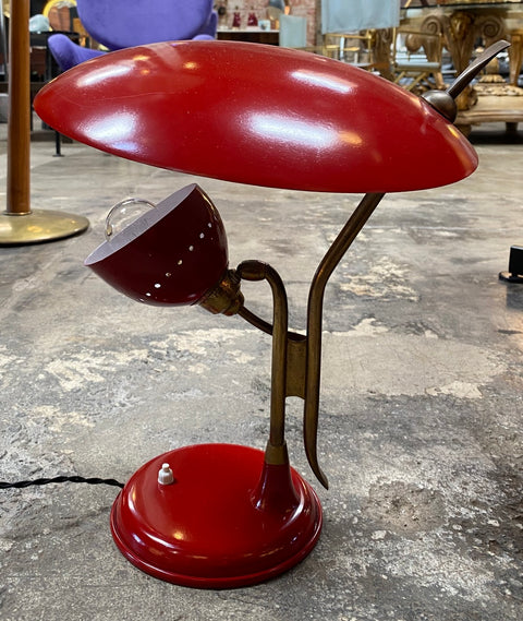 Oscar Torlasco Red Lacquered Table Lamp by Lumi