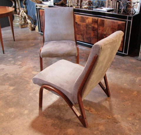 Pair of Sculptural Italian 1960s Lounge Chairs in Velvet Cotton