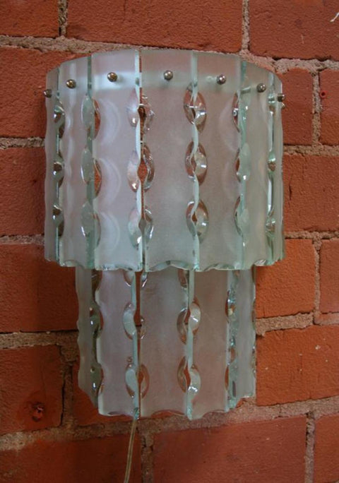 Pair of Italian Beveled Glass Sconces by Cristal Art