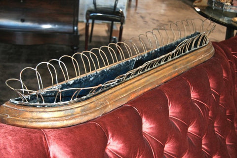 19th c. Tufted Sofa with gold leaf/Iron Planter