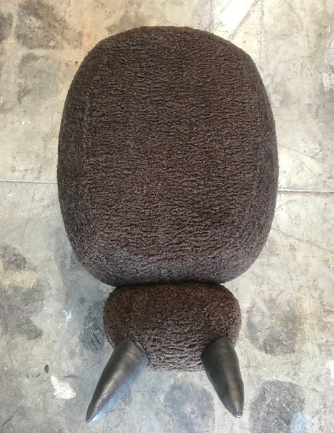 Ma39 Pouf in Carved Wood Dark Brown Sheep, Italy, 21st Century