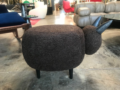 Ma39 Pouf in Carved Wood Dark Brown Sheep, Italy, 21st Century