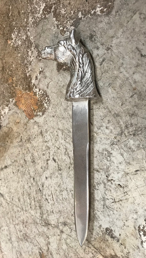 A Silver -Plated Horse Head Letter Opener, Italy 1960s