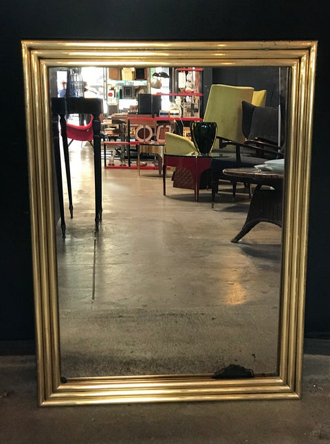 Italian Large Mid Century Mirror with Brass Surround