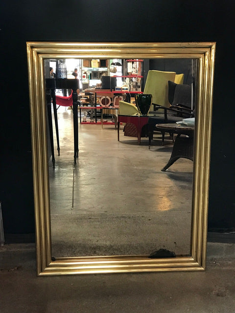 Italian Large Mid Century Mirror with Brass Surround