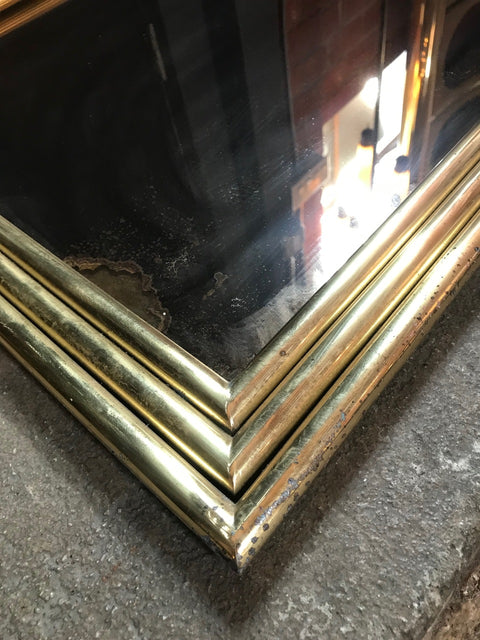 Italian Large Mid Century Mirror with Brass Surround