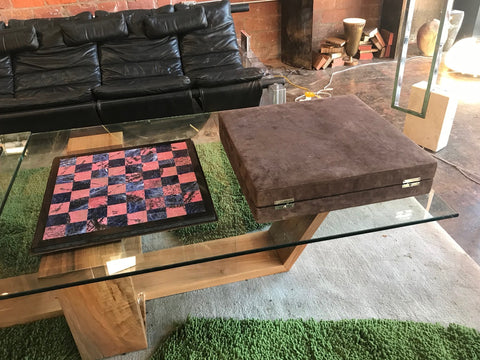 Blu Marble and Art Glass Chess Game Set, Italy ca. 1970s