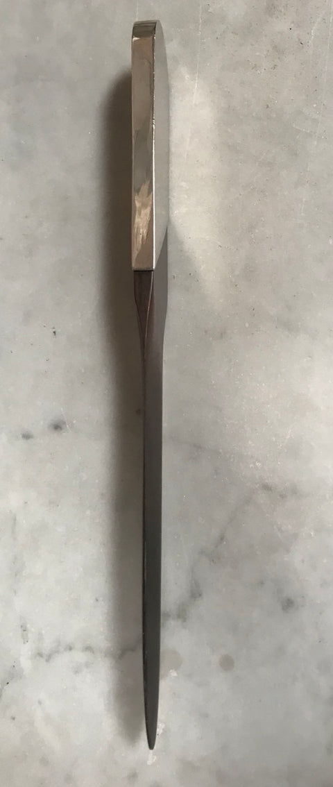 Italian Silver Plate and Black Wood Turner Letter Opener, 1970s