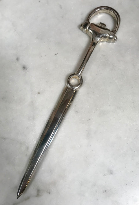 Silver Plated Equestrian Letter Opener, Italy, 1980s