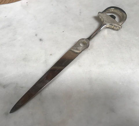 Silver Plated Equestrian Letter Opener, Italy, 1980s