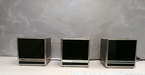 Mid-Century Modern Set Three Cubes Glass and Brass, Italy 1970s