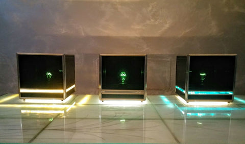 Mid-Century Modern Set Three Cubes Glass and Brass, Italy 1970s