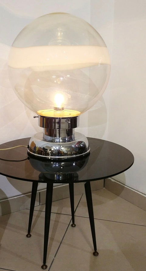 Carlo Nason Handblown Murano Glass Sphere Table Lamp for Mazzega, Italy 1960s
