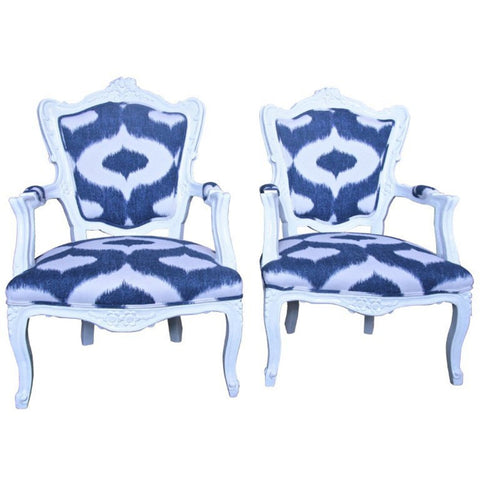 Italian White Lacquered Armchairs