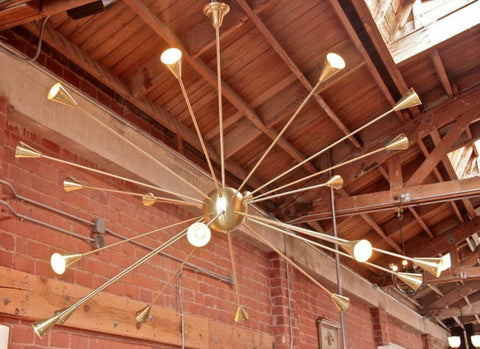 Brass Sputnik Chandelier with Twenty Arms