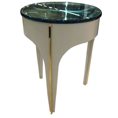 Ma 39's Custom Ivory and Brass Magnifying Lens End/Coffee Table