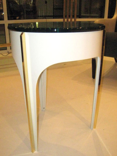 Ma 39's Custom Ivory and Brass Magnifying Lens End/Coffee Table